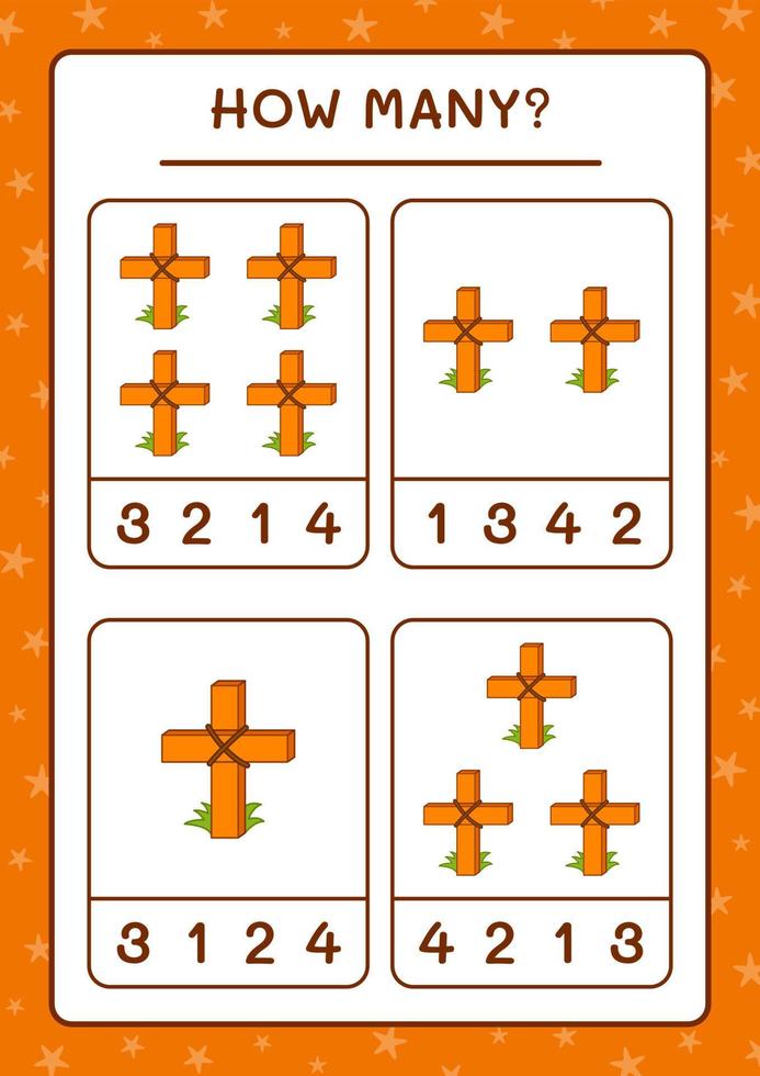 How many Holy Cross, game for children. Vector illustration, printable worksheet