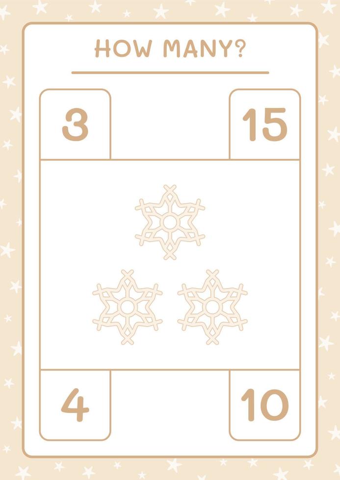 How many snowflake, game for children. Vector illustration, printable worksheet
