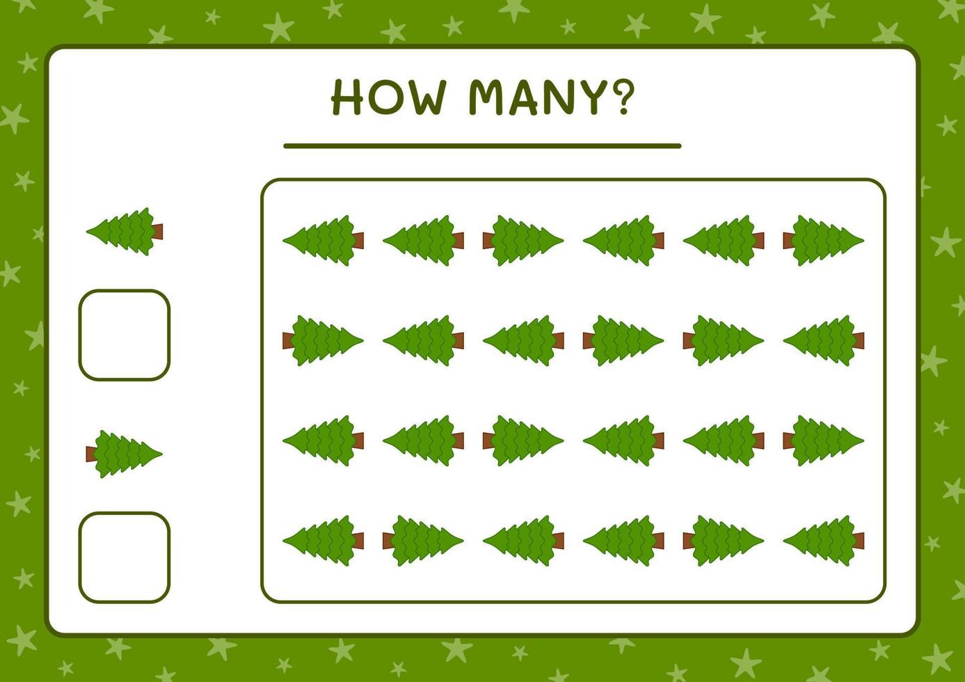 How many christmas tree, game for children. Vector illustration, printable worksheet