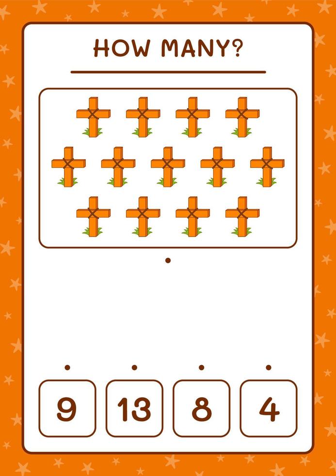 How many Holy Cross, game for children. Vector illustration, printable worksheet