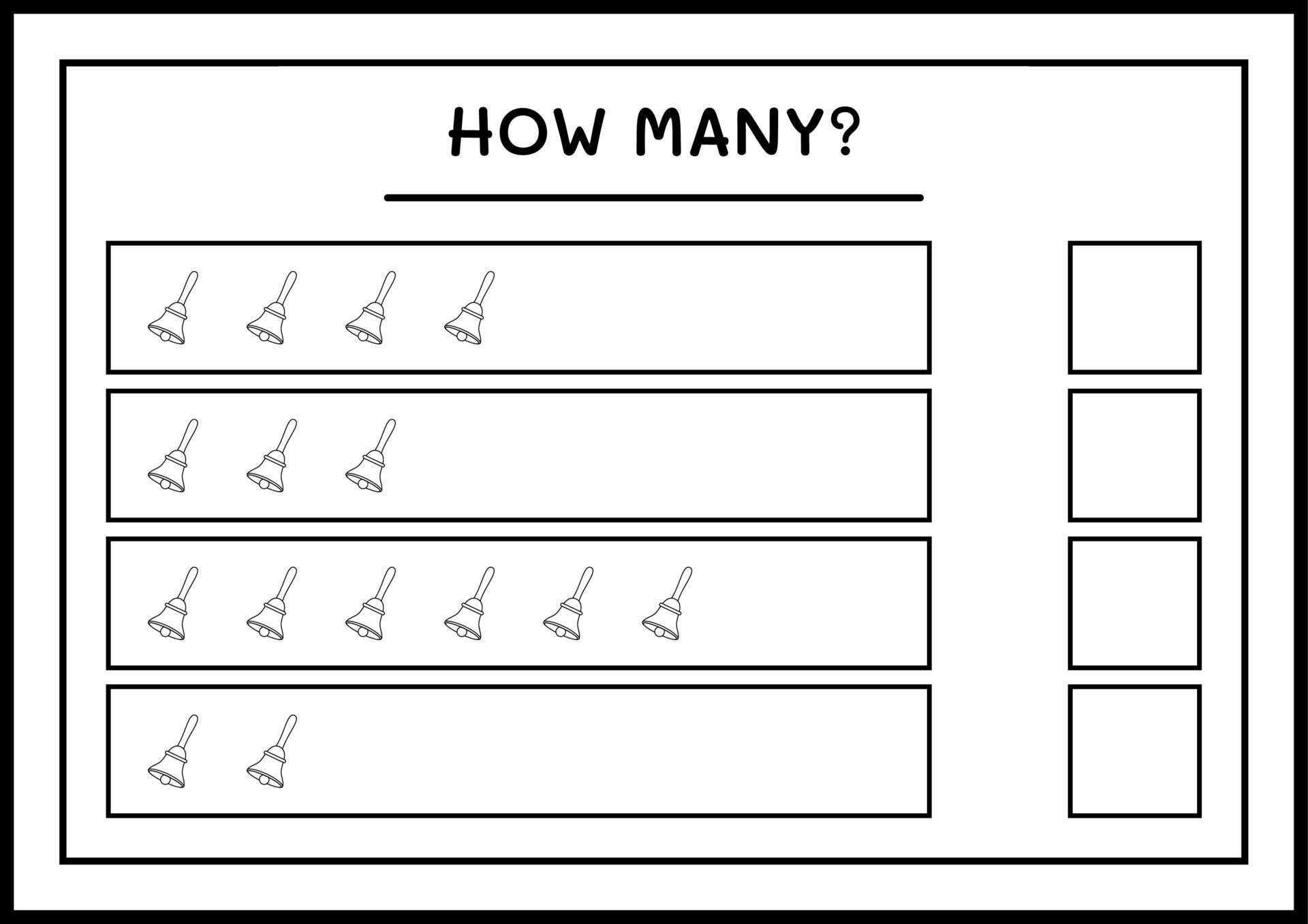 How many christmas bell, game for children. Vector illustration, printable worksheet 9983290