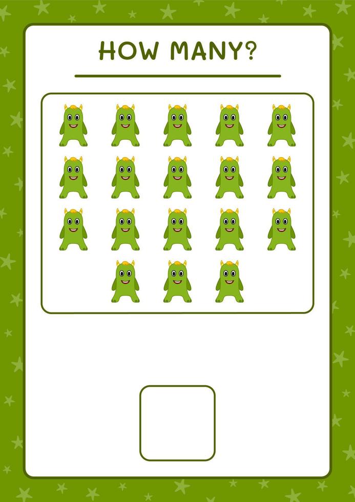 How many Monster, game for children. Vector illustration, printable worksheet