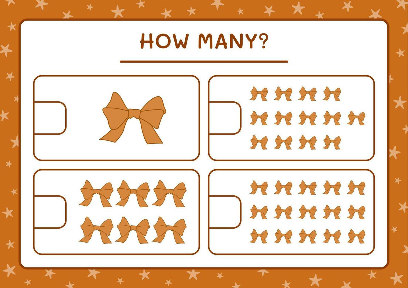 How many ribbon, game for children. Vector illustration, printable worksheet