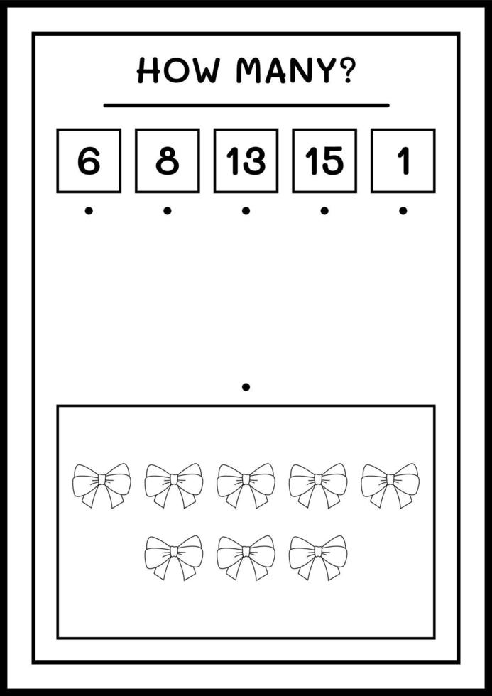 How many ribbon, game for children. Vector illustration, printable worksheet