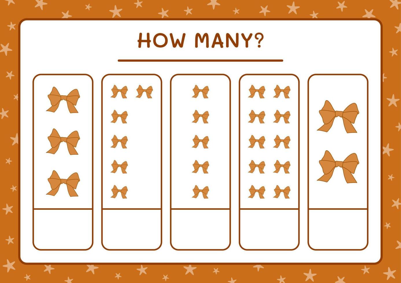 How many ribbon, game for children. Vector illustration, printable worksheet