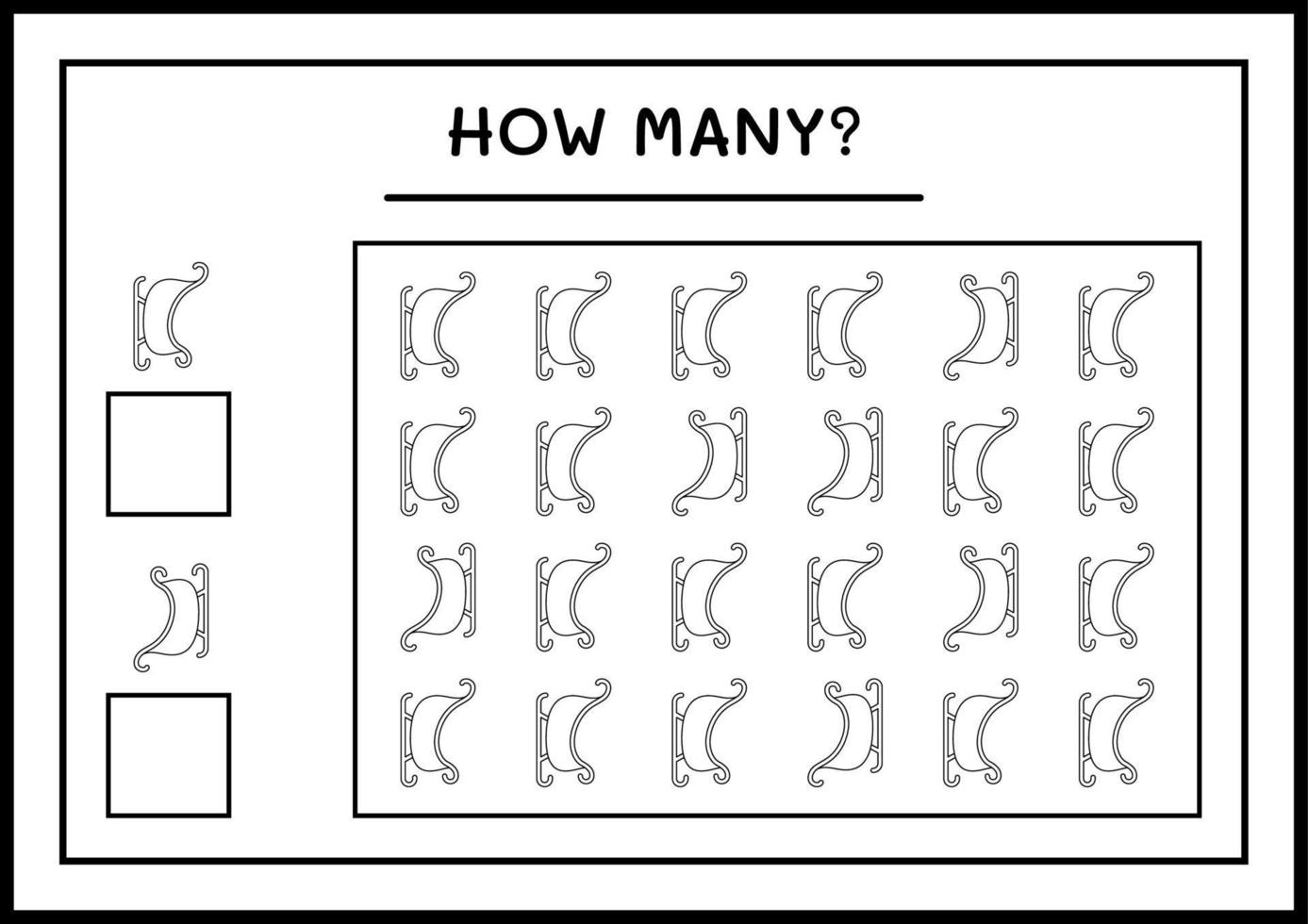 cuantos trineos de santa claus, juego para niños. ilustración vectorial, hoja de cálculo imprimible vector