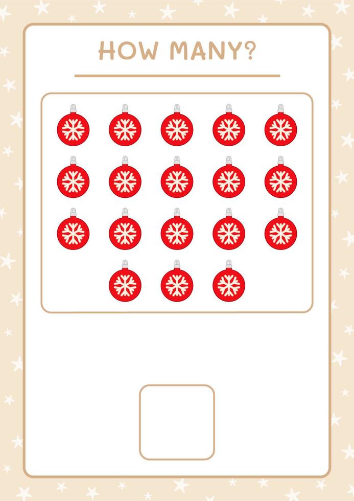 How many christmas ornament, game for children. Vector illustration, printable worksheet