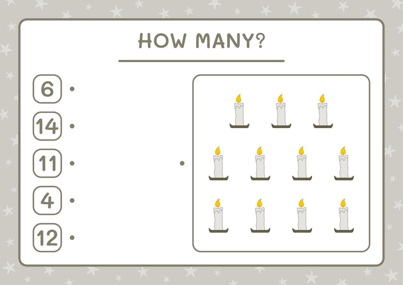 How many Candle, game for children. Vector illustration, printable