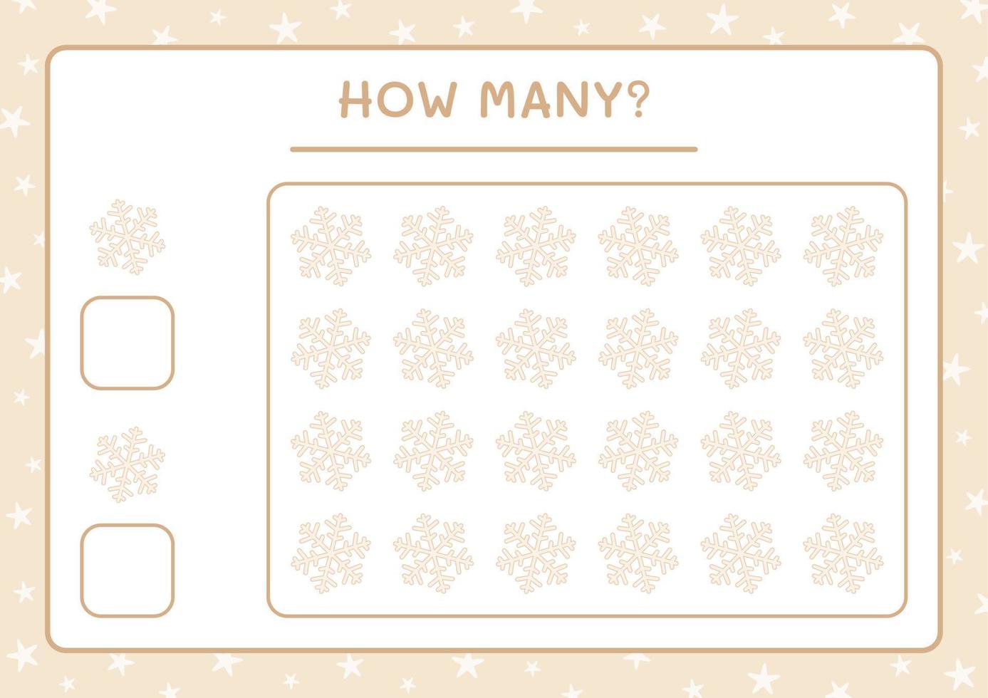 How many snowflake, game for children. Vector illustration, printable worksheet