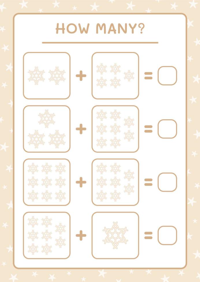 How many snowflake, game for children. Vector illustration, printable worksheet