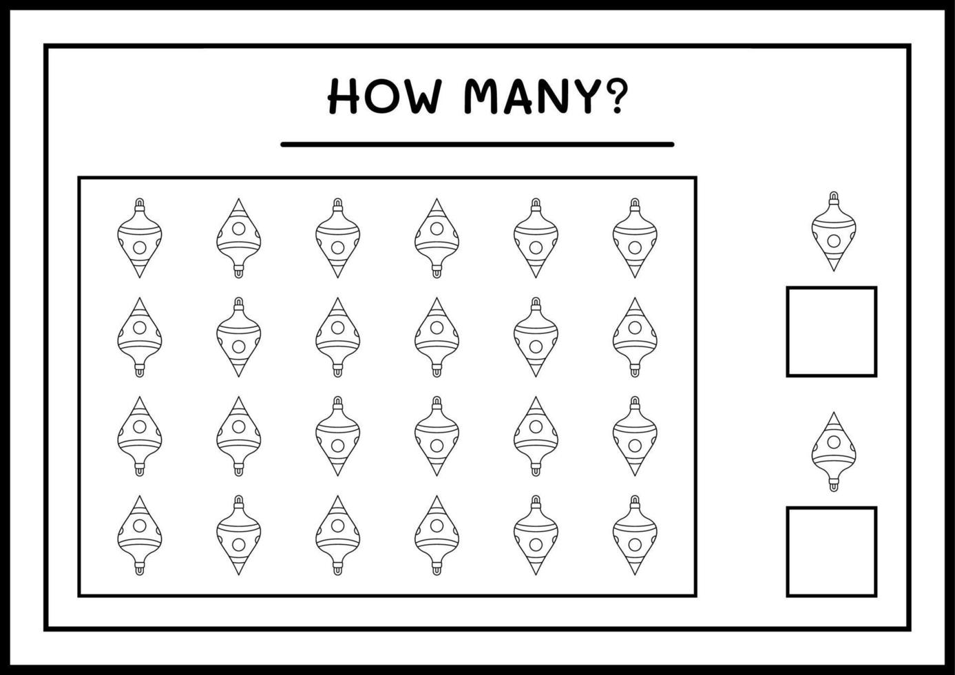 How many christmas ornament, game for children. Vector illustration, printable worksheet