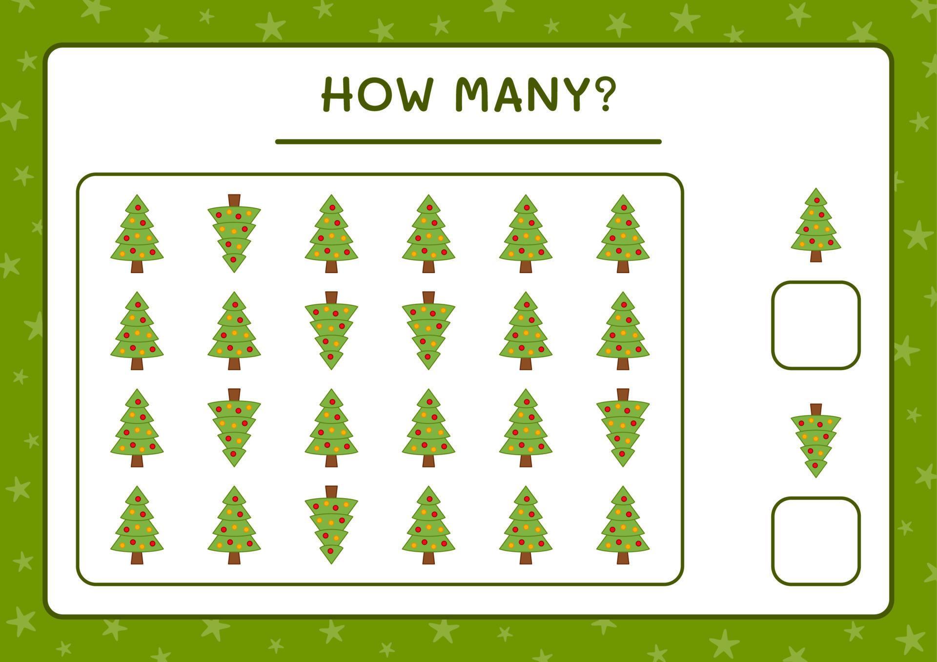 How many christmas tree, game for children. Vector illustration