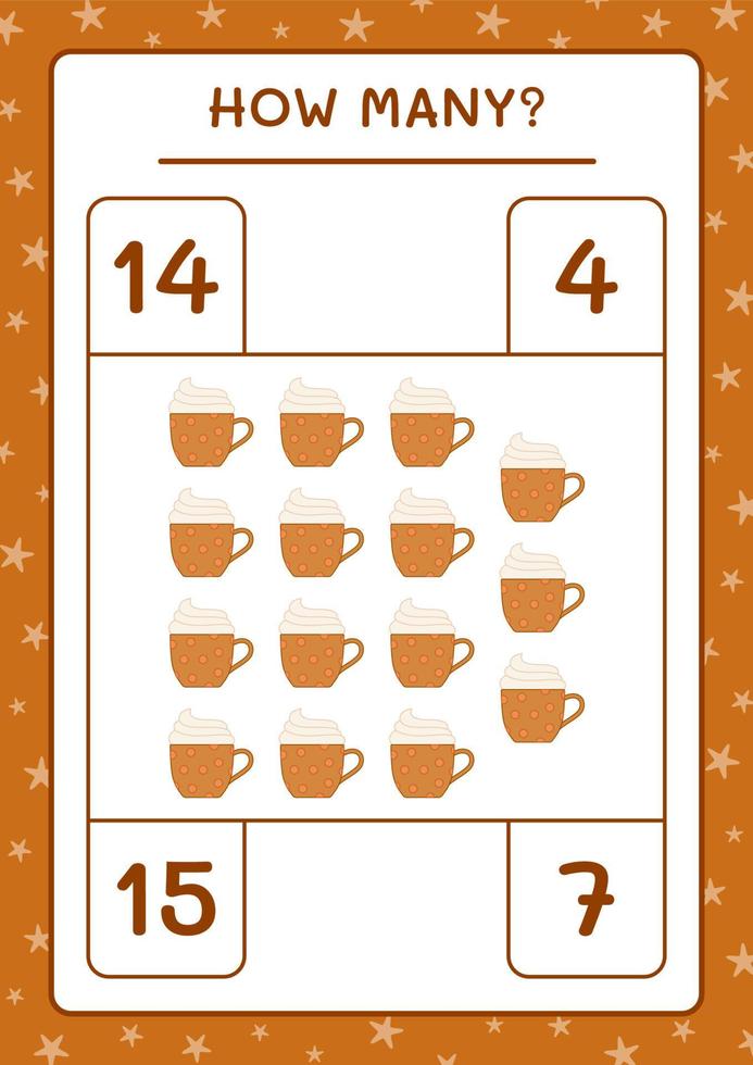 How many christmas mug, game for children. Vector illustration, printable worksheet