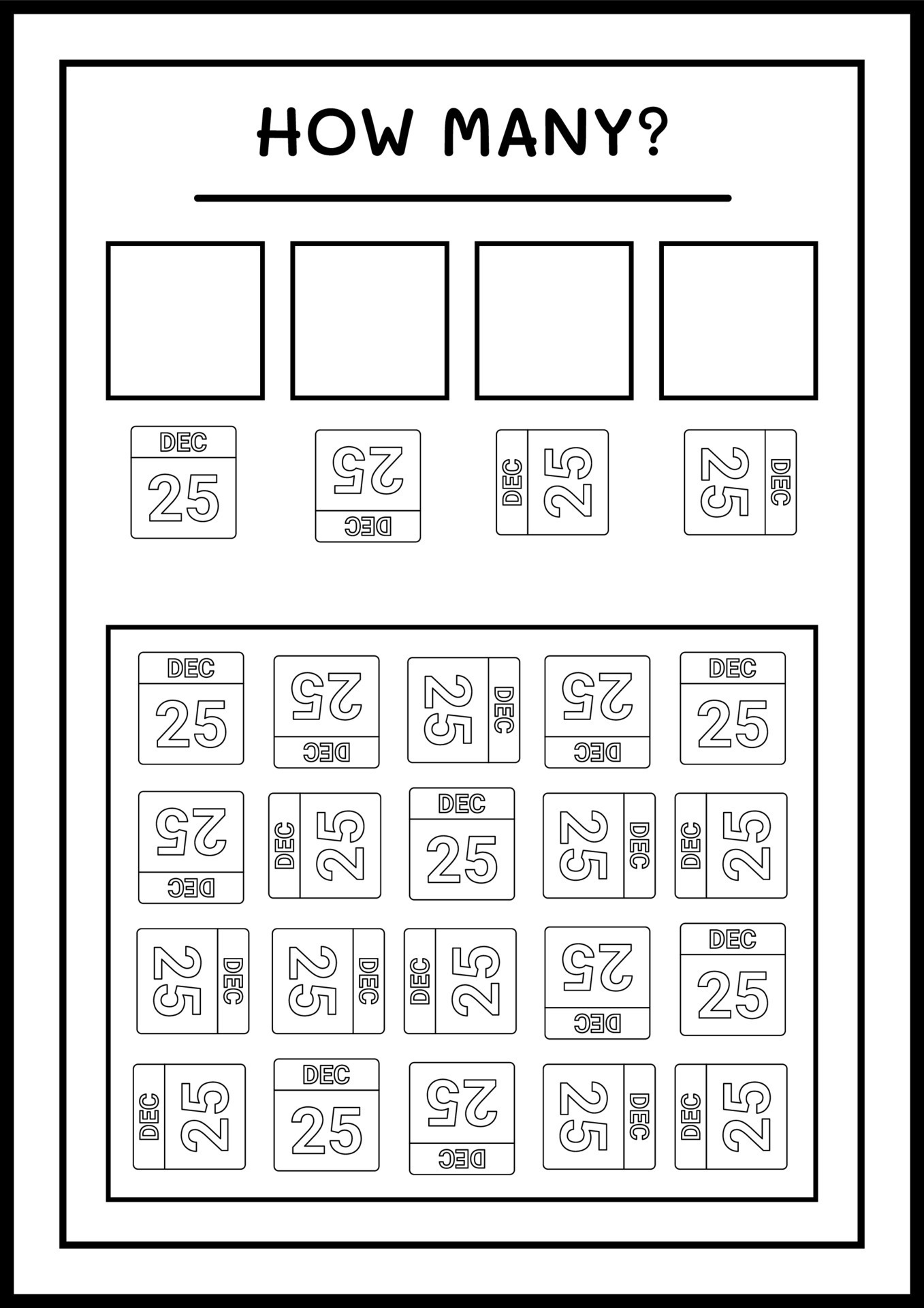 How Many Christmas Calendar Game For Children Vector Illustration how-many-christmas-calendar-game-for-children-vector-illustration