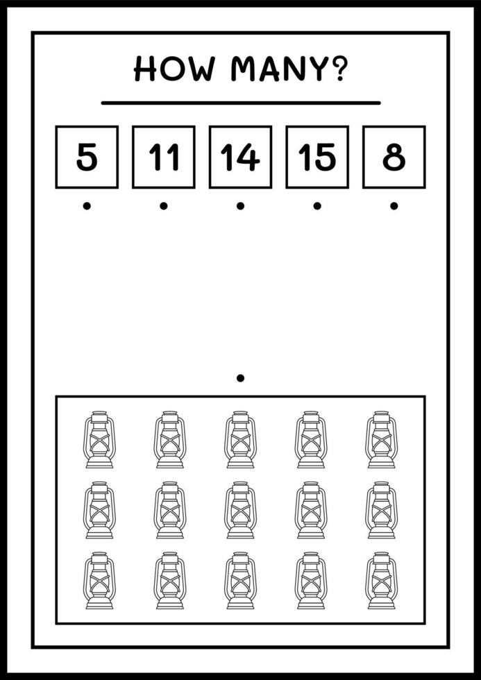 How many christmas lantern, game for children. Vector illustration, printable worksheet