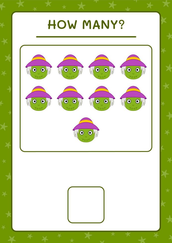 How many Scarecrow, game for children. Vector illustration, printable worksheet