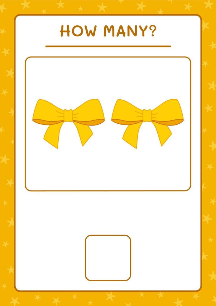 How many ribbon, game for children. Vector illustration, printable worksheet