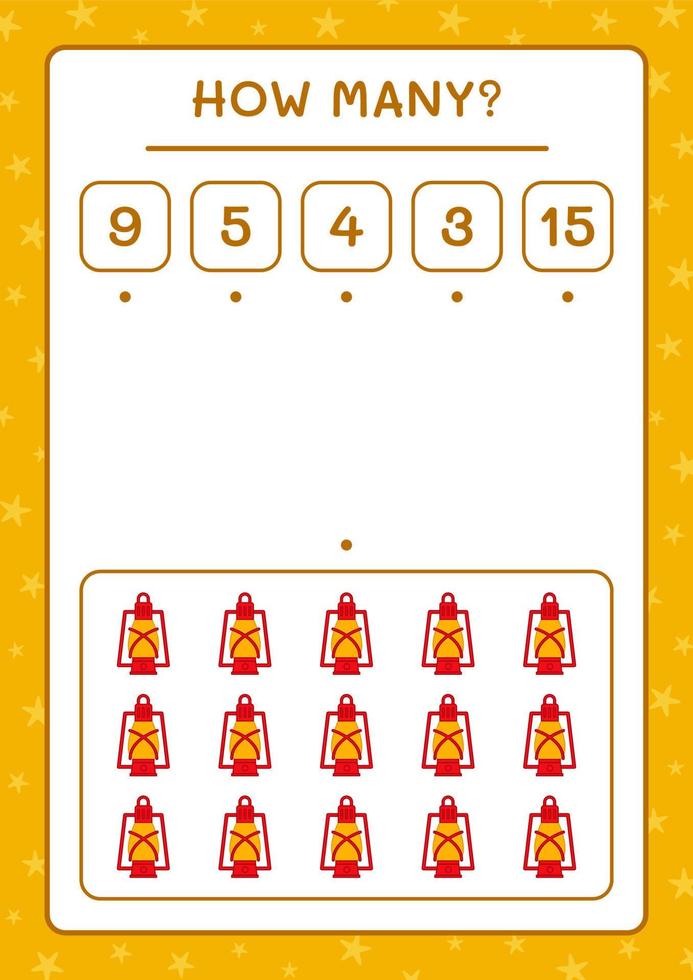 How many christmas lantern, game for children. Vector illustration, printable worksheet