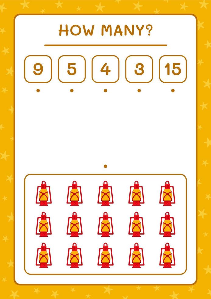 How many christmas lantern, game for children. Vector illustration, printable worksheet