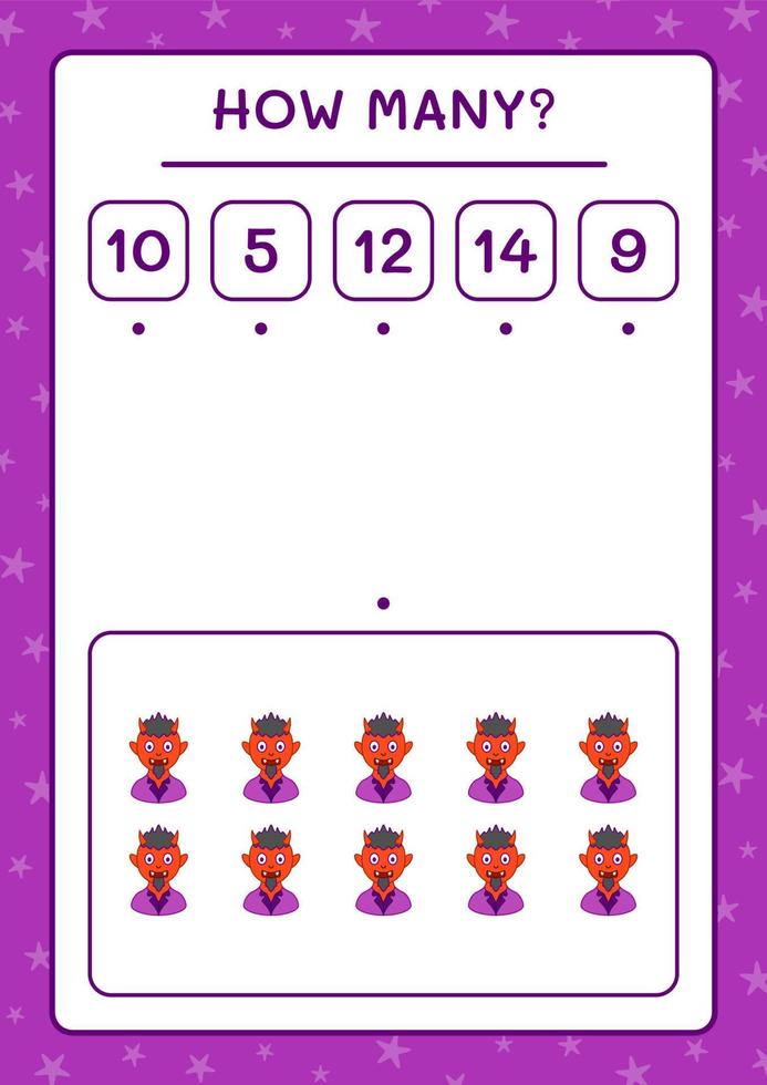 How many Devil, game for children. Vector illustration, printable worksheet