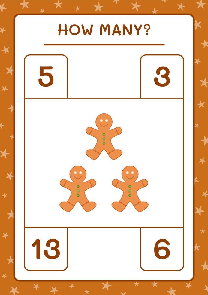 How many gingerbread cookie, game for children. Vector illustration, printable worksheet