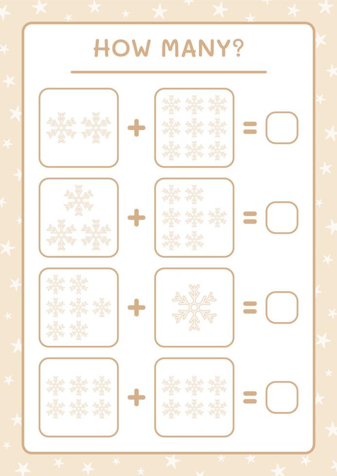 How many snowflake, game for children. Vector illustration, printable worksheet