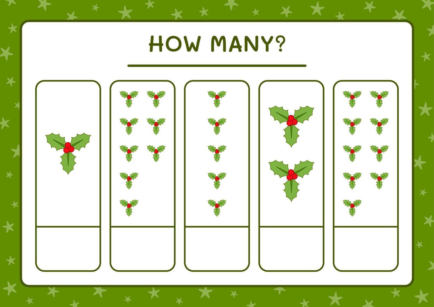 How many holly berry, game for children. Vector illustration, printable worksheet