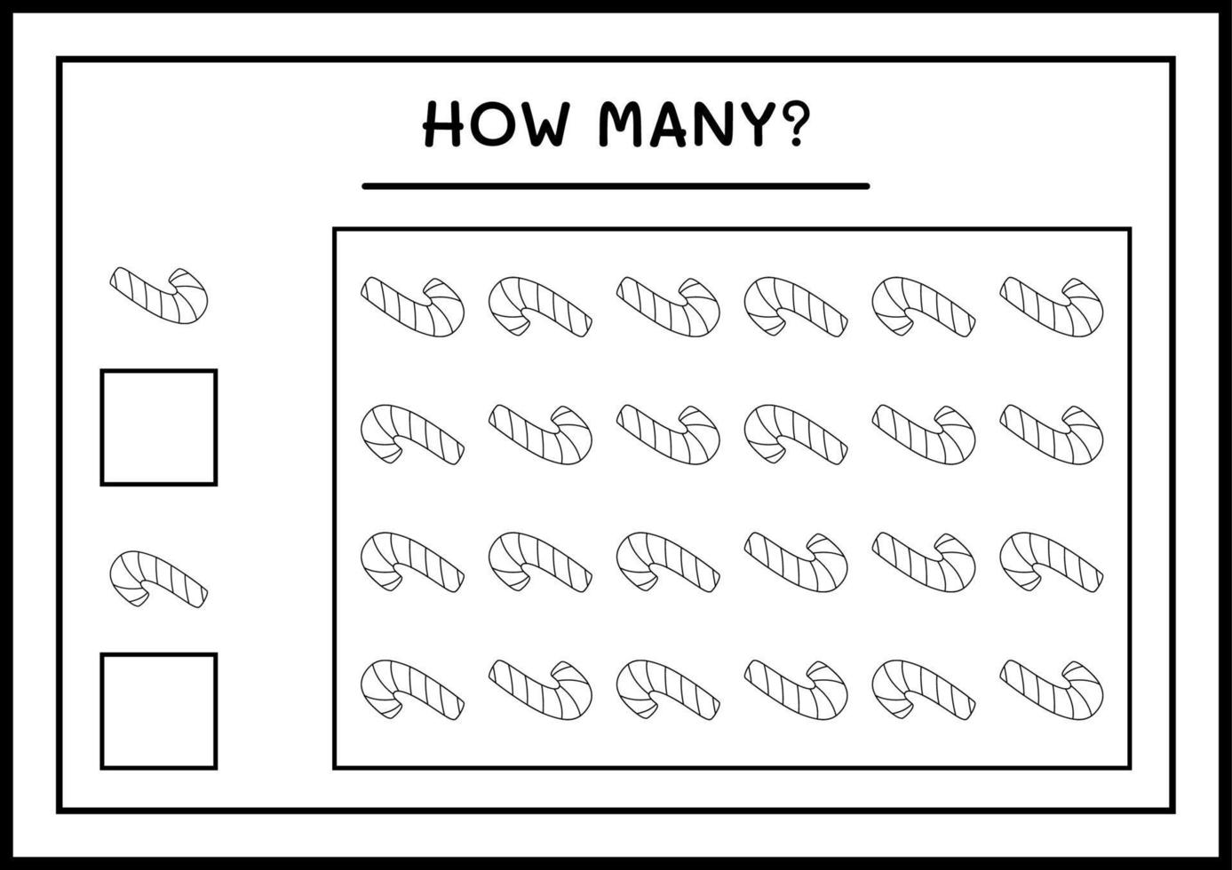 How many Candy, game for children. Vector illustration, printable