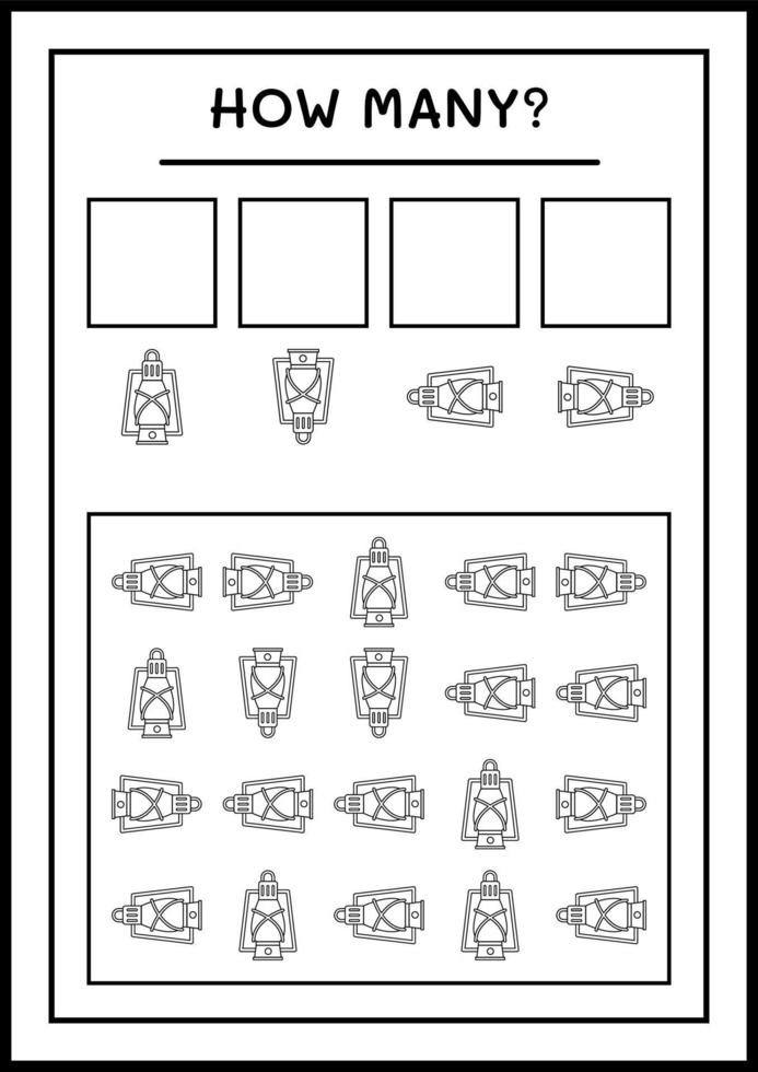 How many christmas lantern, game for children. Vector illustration, printable worksheet