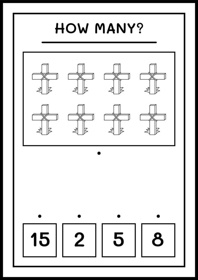 How many Holy Cross, game for children. Vector illustration, printable worksheet