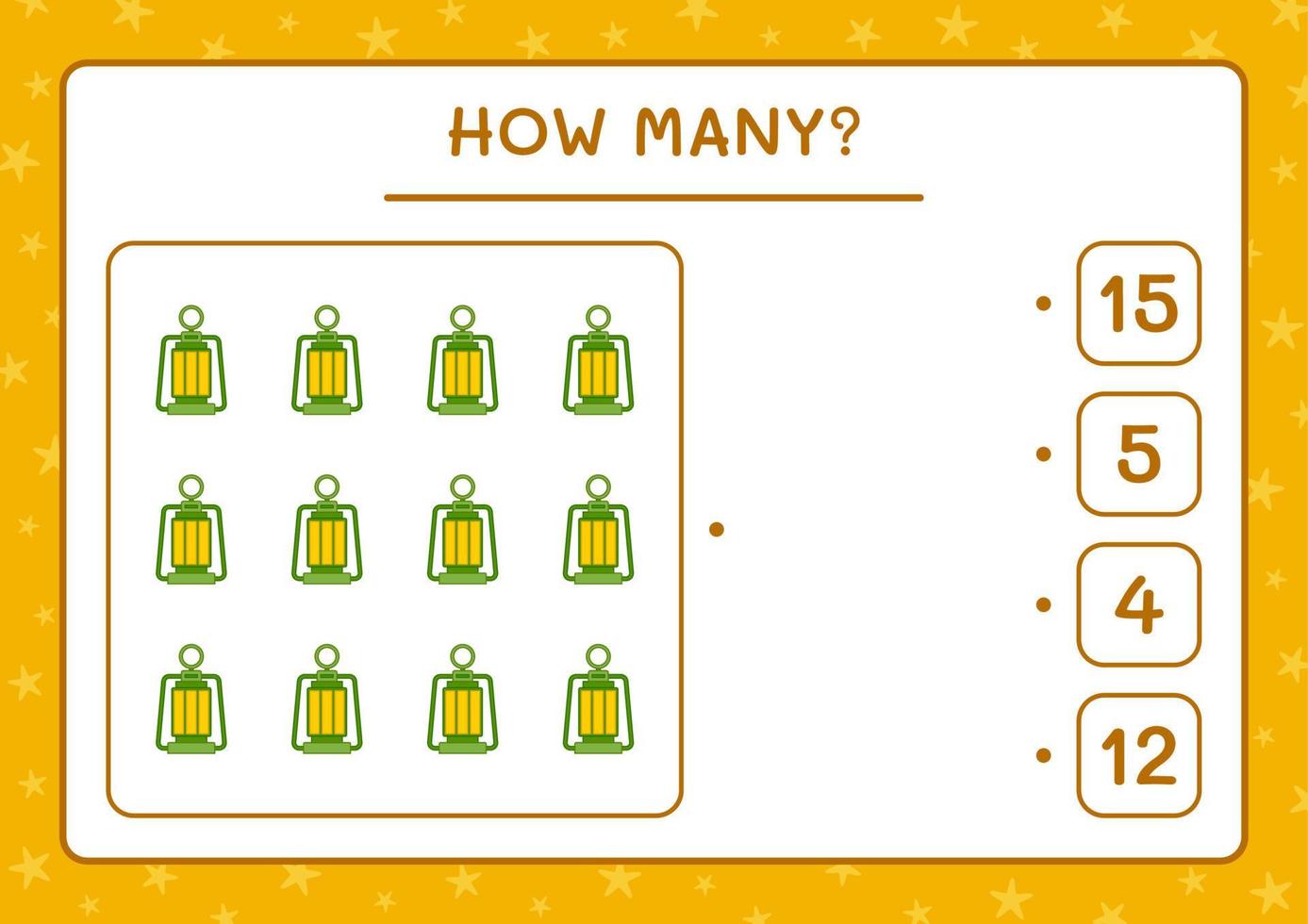 How many christmas lantern, game for children. Vector illustration, printable worksheet