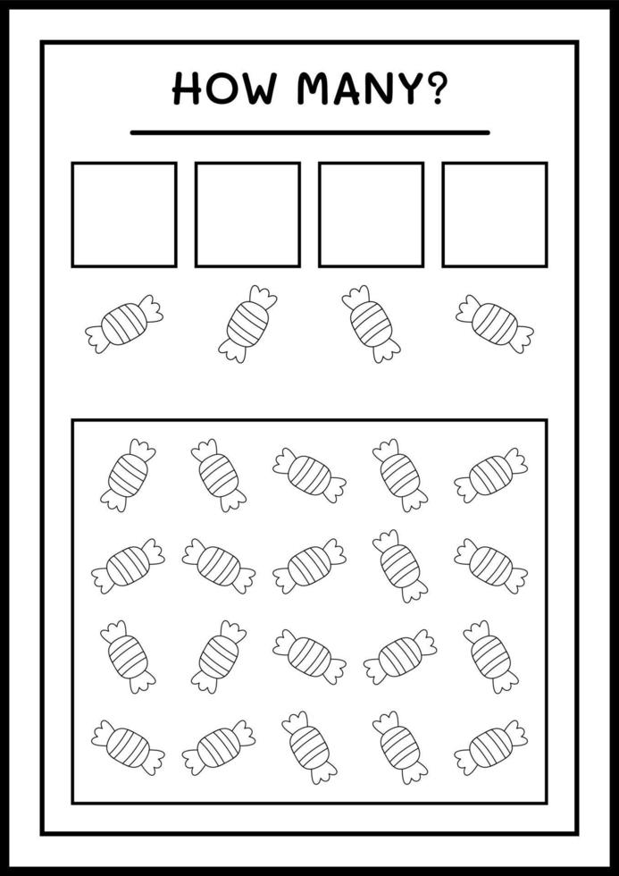 How many Candy, game for children. Vector illustration, printable