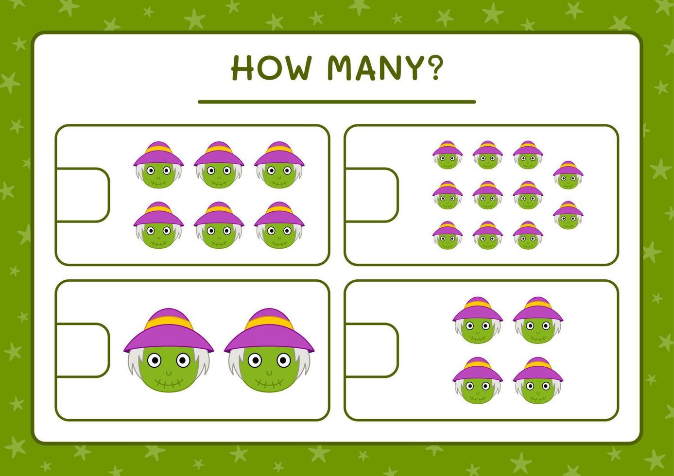 How many Scarecrow, game for children. Vector illustration, printable worksheet