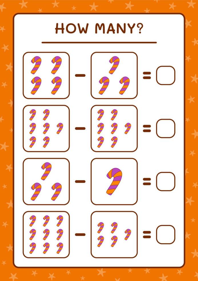 How many Candy, game for children. Vector illustration, printable worksheet