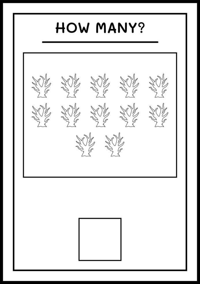 How many Dead Tree, game for children. Vector illustration, printable worksheet