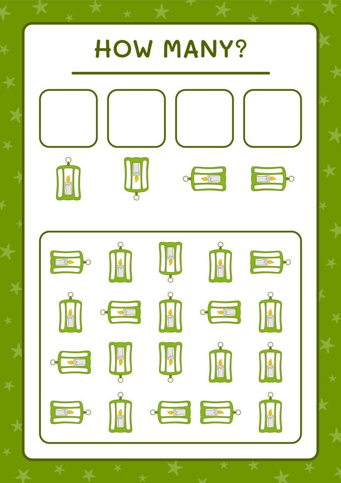 How many Lantern, game for children. Vector illustration, printable worksheet