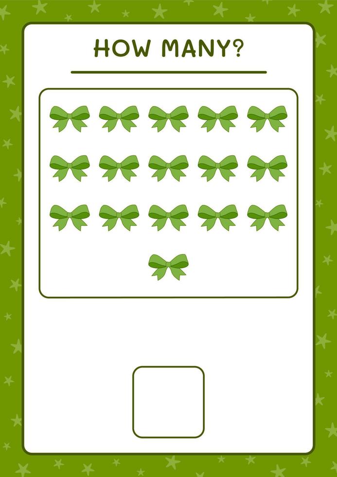 How many ribbon, game for children. Vector illustration, printable worksheet