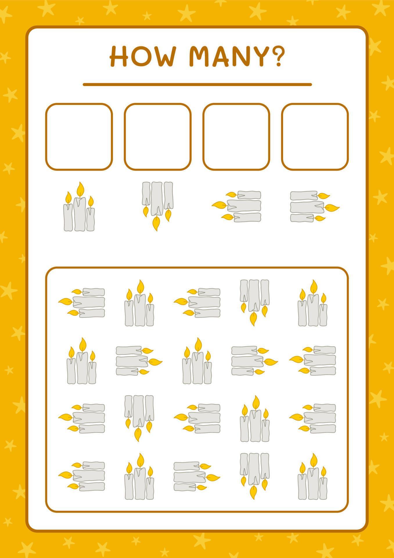 How many Candle, game for children. Vector illustration, printable