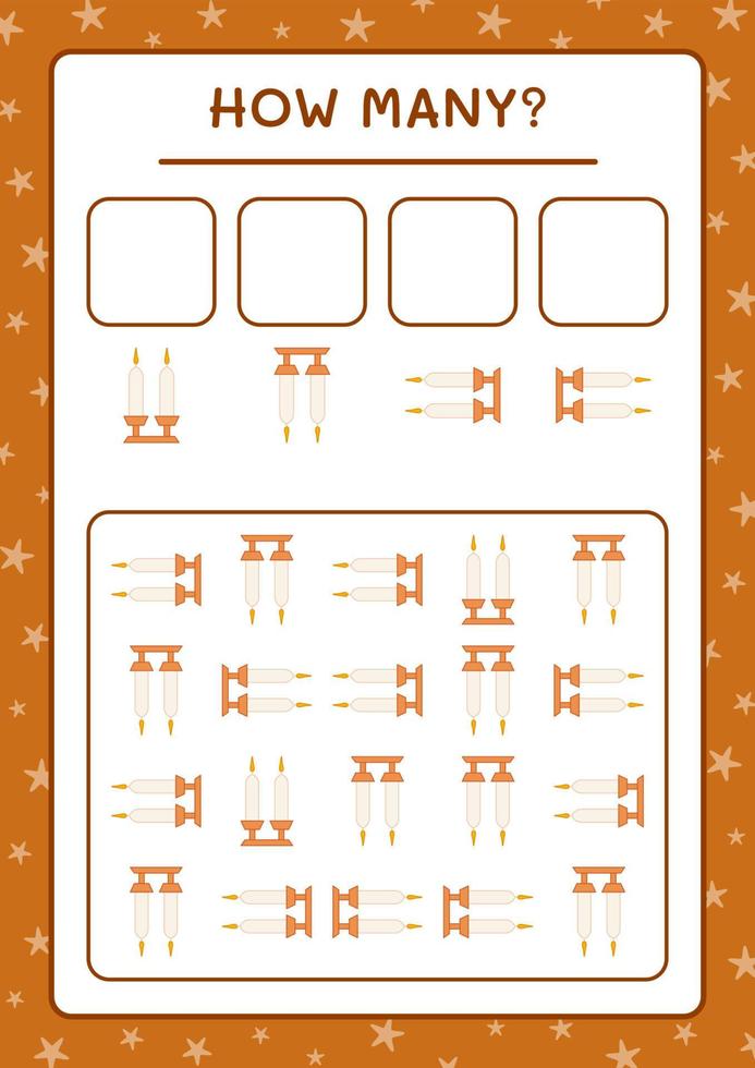 How many christmas candle, game for children. Vector illustration, printable worksheet