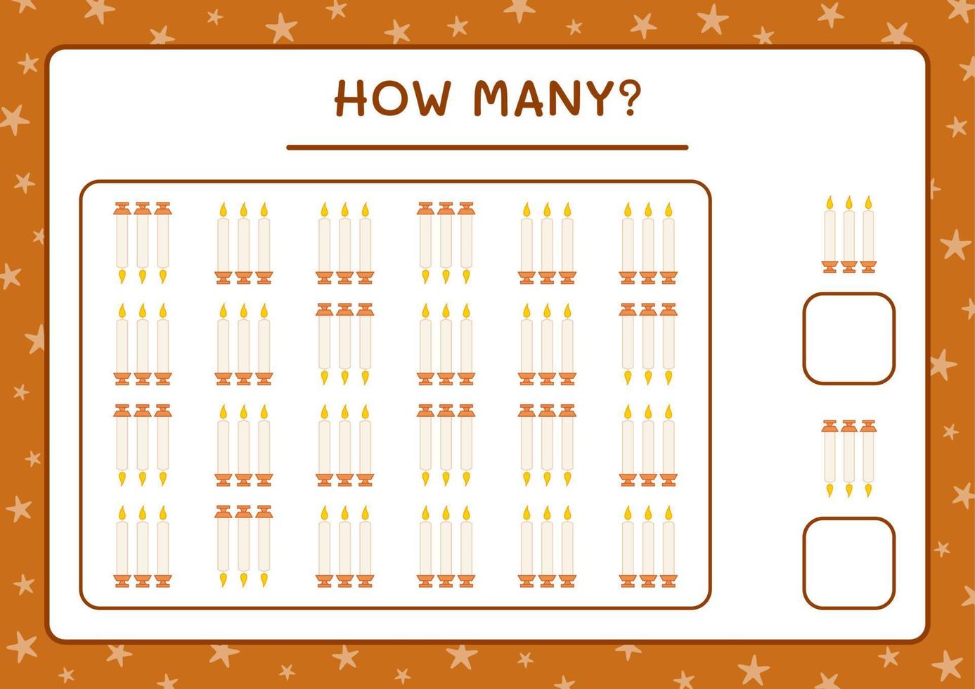 How many christmas candle, game for children. Vector illustration, printable worksheet