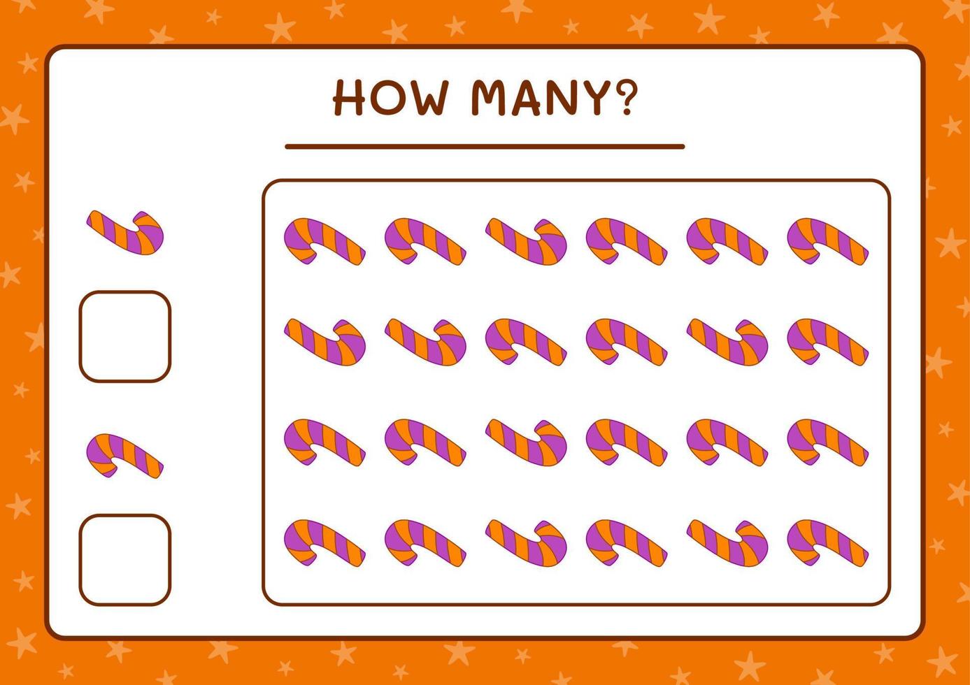 How many Candy, game for children. Vector illustration, printable worksheet