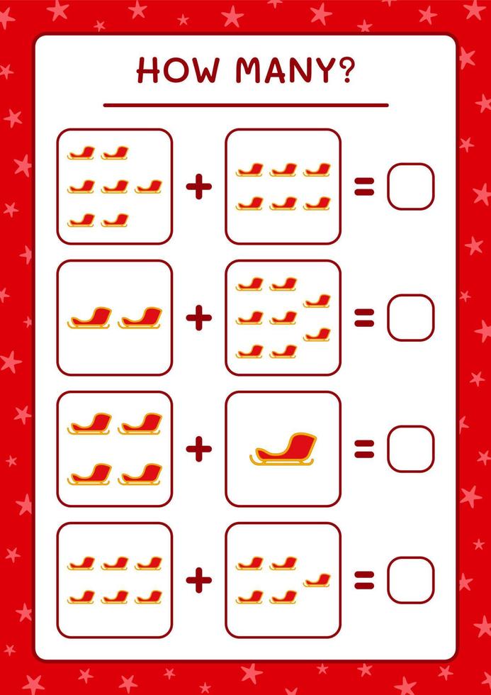 How many santa claus sleigh, game for children. Vector illustration, printable worksheet