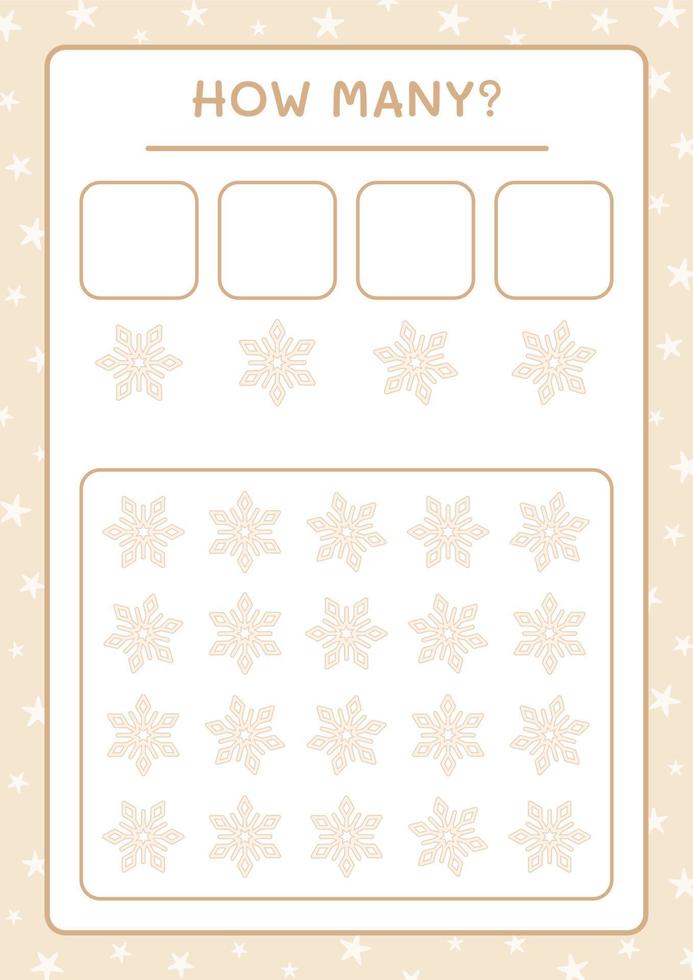 How many snowflake, game for children. Vector illustration, printable worksheet