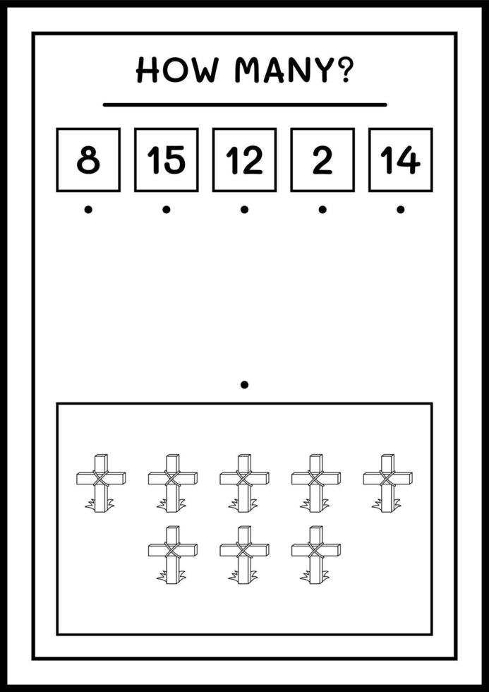 How many Holy Cross, game for children. Vector illustration, printable worksheet
