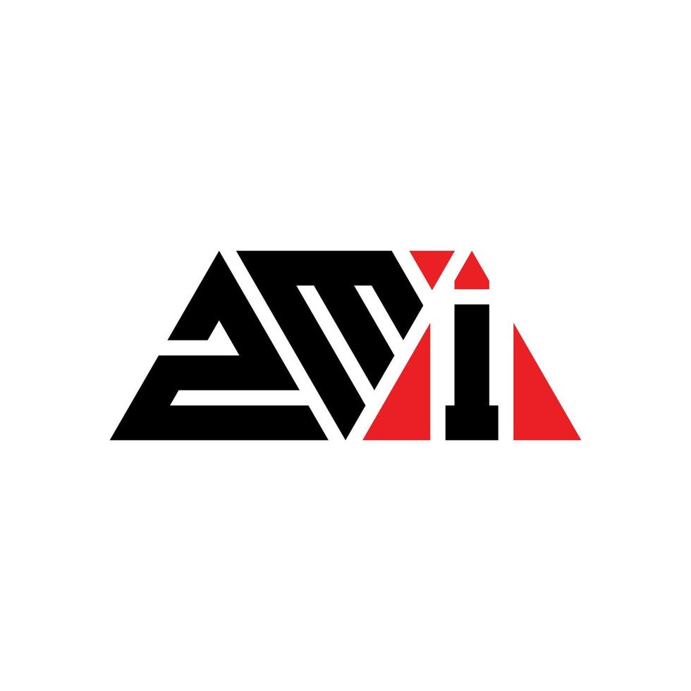 ZMI triangle letter logo design with triangle shape. ZMI triangle logo design monogram. ZMI triangle vector logo template with red color. ZMI triangular logo Simple, Elegant, and Luxurious Logo. ZMI
