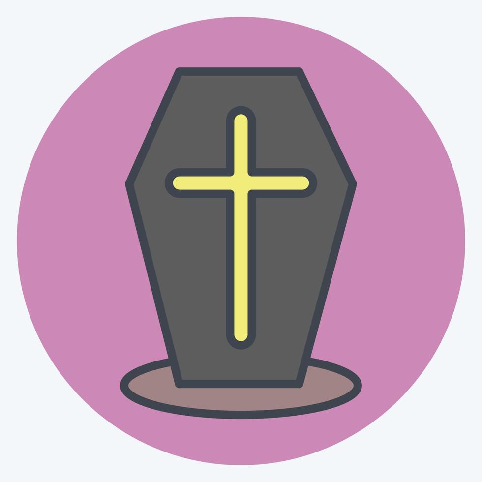 Icon Coffin. suitable for Halloween symbol. color mate style. simple design editable. design template vector. simple illustration vector