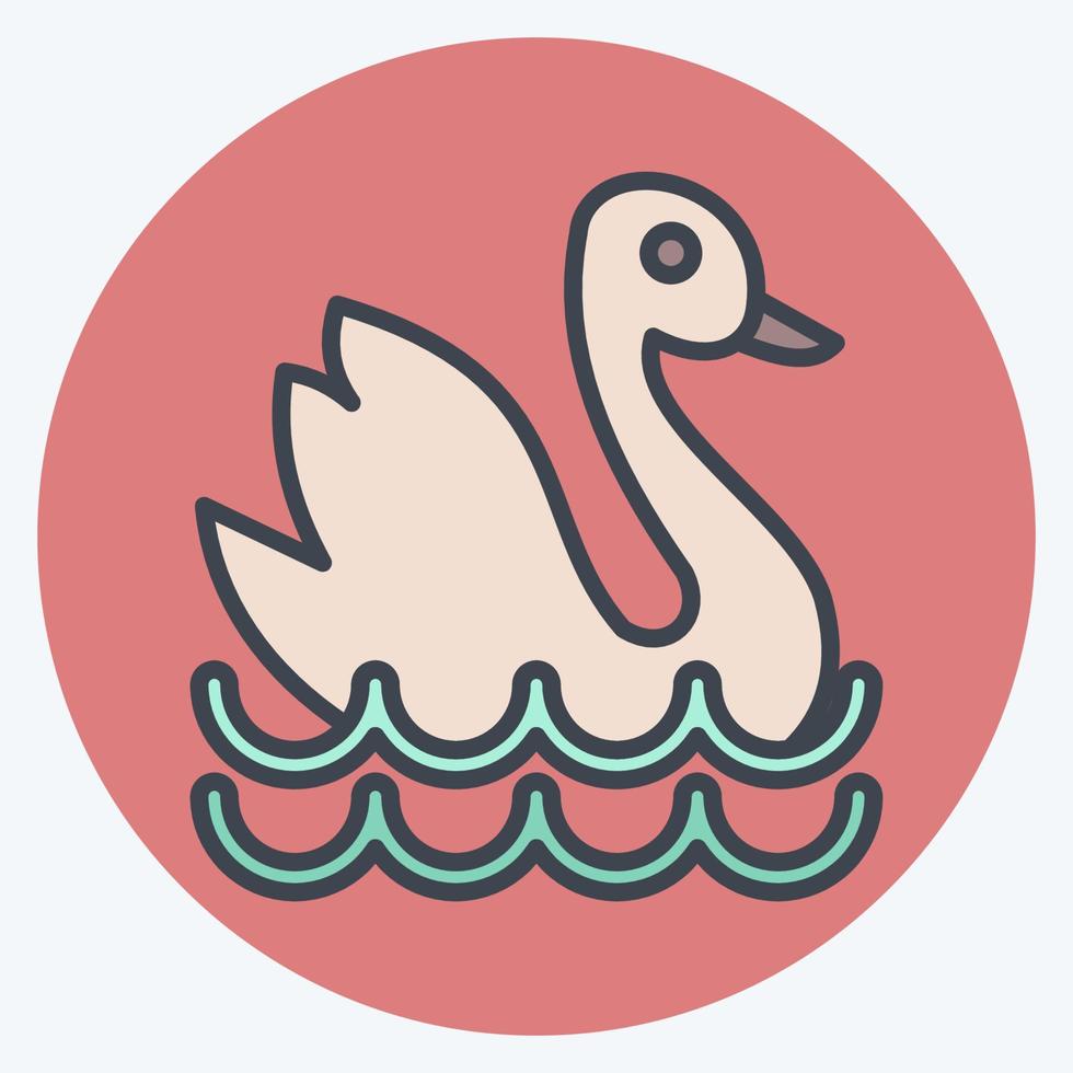 Icon Swan. suitable for education symbol. color mate style. simple design editable. design template vector. simple illustration vector