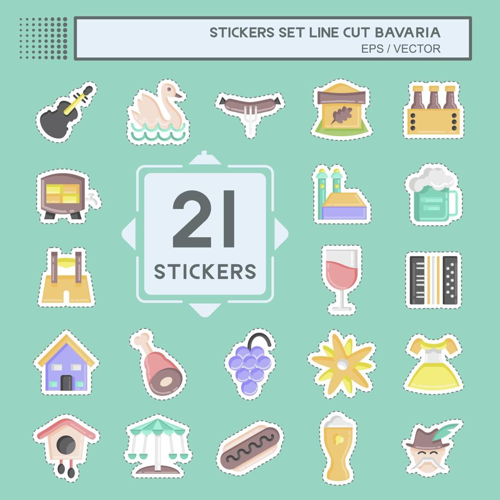 Sticker line cut Set Bavaria. suitable for education symbol. simple design editable. design template vector. simple illustration vector