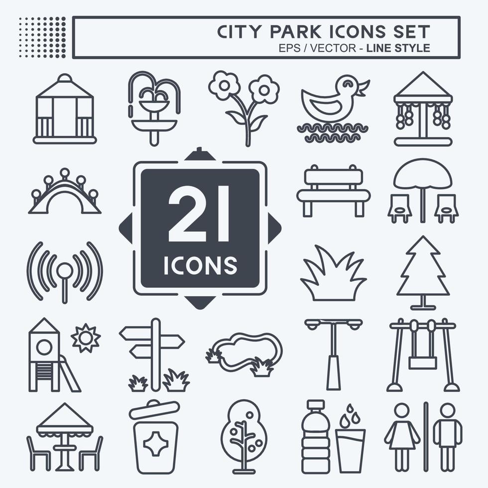 Icon Set City Park. suitable for Building symbol. line style. simple design editable. design template vector. simple illustration vector