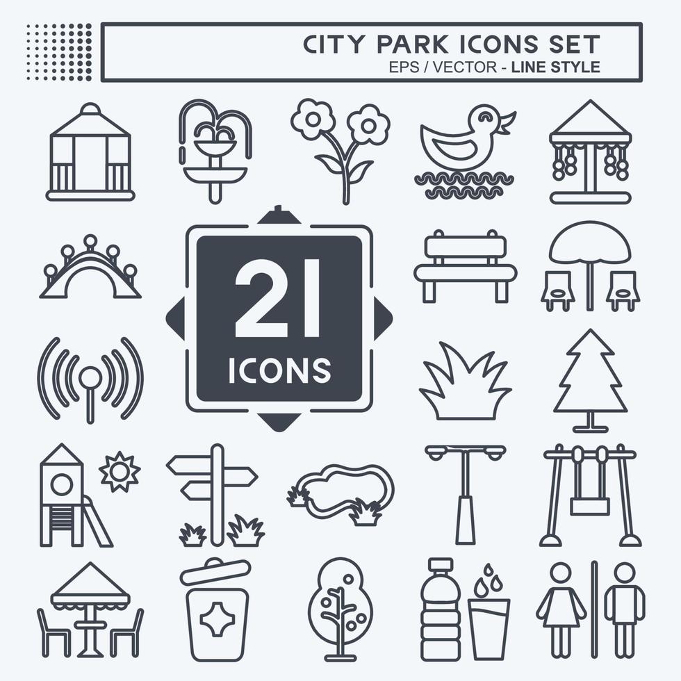 Icon Set City Park. suitable for Building symbol. line style. simple design editable. design template vector. simple illustration vector